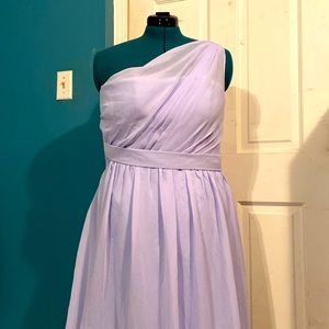 Lavender/ periwinkle floor length chiffon dress.